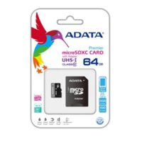 ADATA  Premier 64GB microSDXC Class 10 UHS-I U1 memóriakártya adapterrel AUSDX64GUICL10-RA1 kép, fotó
