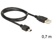 Delock  USB 2.0-A (apa) > USB Mini-B 5 tűs (apa) adapter 0,7m 82396 kép, fotó
