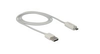 Delock  USB Adat- és Töltőkábel - micro USB2.0 -  LED visszajelzéssel - Fehér - 1m 83604 kép, fotó