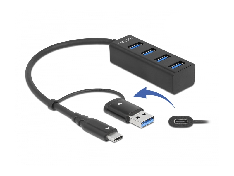 Delock  USB 3.2 Gen 1 Type-C/Type-A - 4x USB HUB Dokkoló, portreplikátor, HUB