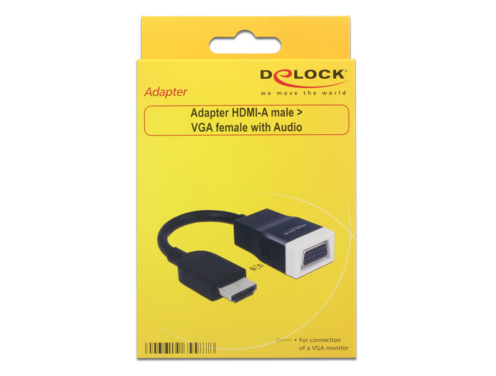 Delock  Adapter HDMI male  > VGA female audió funkcióval - fekete  Adapter, port átalakító